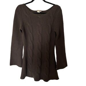 Cochni Women’s Long Sleeve Cable Knit Brown Cashmere Sweater Dress Size M GUC